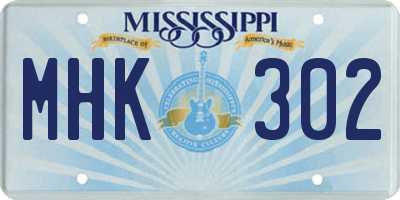 MS license plate MHK302