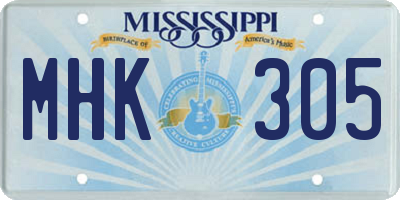 MS license plate MHK305