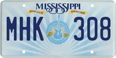 MS license plate MHK308