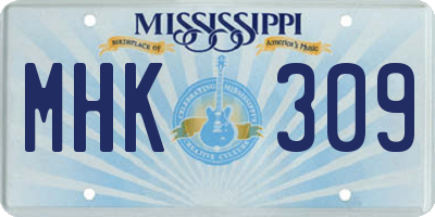 MS license plate MHK309