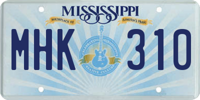 MS license plate MHK310