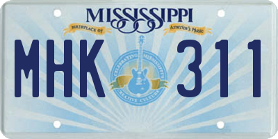 MS license plate MHK311