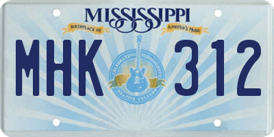 MS license plate MHK312