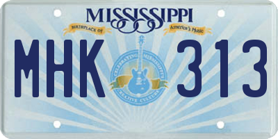 MS license plate MHK313