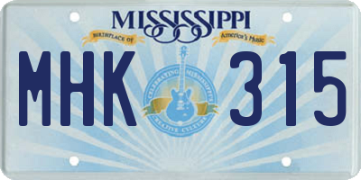 MS license plate MHK315