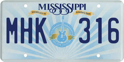 MS license plate MHK316