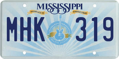 MS license plate MHK319