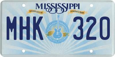 MS license plate MHK320