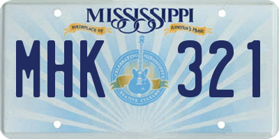 MS license plate MHK321