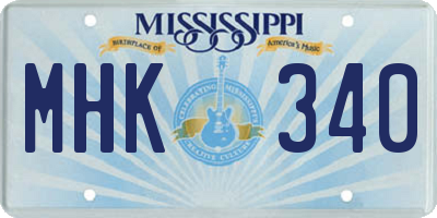 MS license plate MHK340