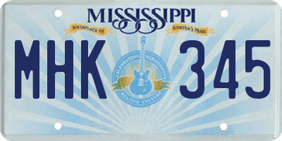 MS license plate MHK345