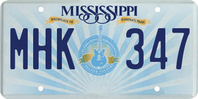 MS license plate MHK347