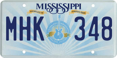 MS license plate MHK348