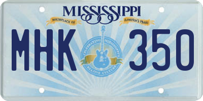MS license plate MHK350