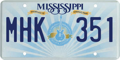 MS license plate MHK351