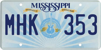 MS license plate MHK353