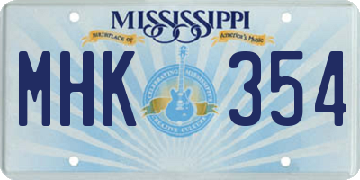 MS license plate MHK354