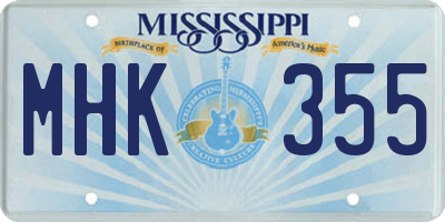 MS license plate MHK355