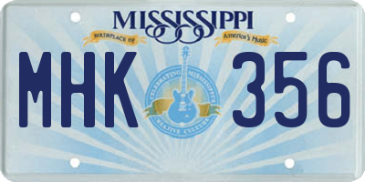 MS license plate MHK356