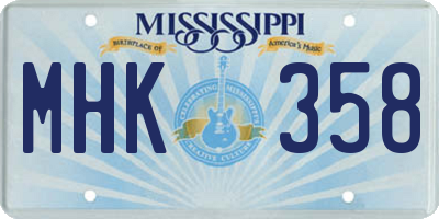 MS license plate MHK358