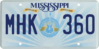 MS license plate MHK360