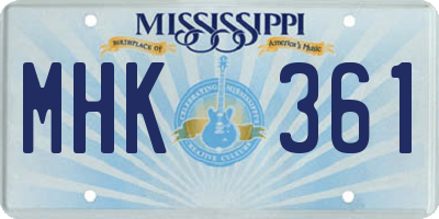 MS license plate MHK361