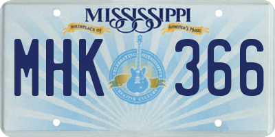MS license plate MHK366