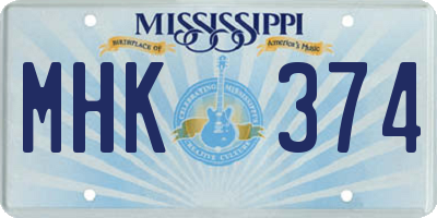 MS license plate MHK374