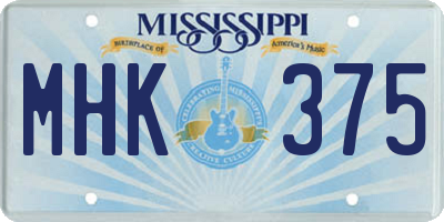 MS license plate MHK375