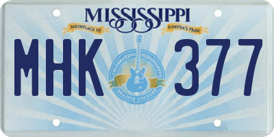 MS license plate MHK377