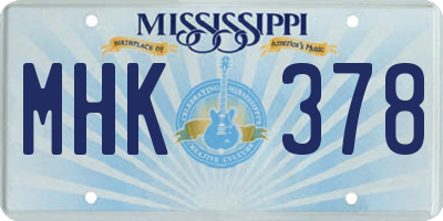 MS license plate MHK378