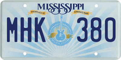 MS license plate MHK380