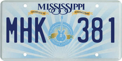 MS license plate MHK381