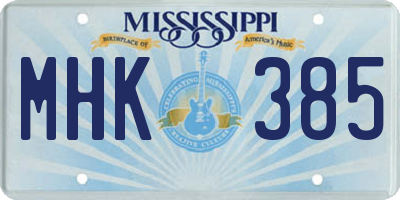 MS license plate MHK385