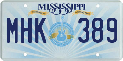 MS license plate MHK389