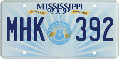 MS license plate MHK392