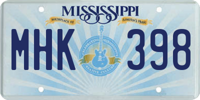 MS license plate MHK398