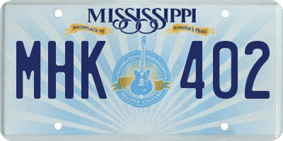 MS license plate MHK402