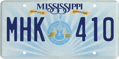 MS license plate MHK410
