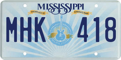 MS license plate MHK418