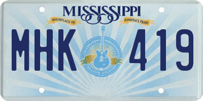 MS license plate MHK419