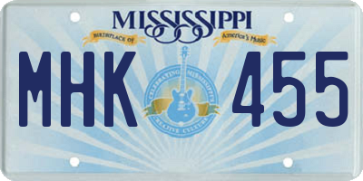 MS license plate MHK455