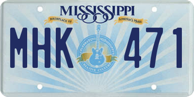 MS license plate MHK471