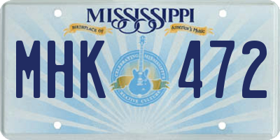 MS license plate MHK472