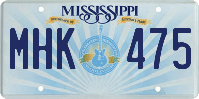 MS license plate MHK475
