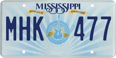 MS license plate MHK477