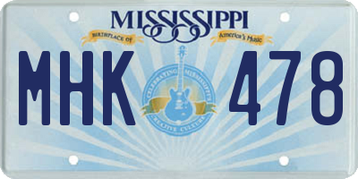 MS license plate MHK478