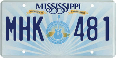 MS license plate MHK481