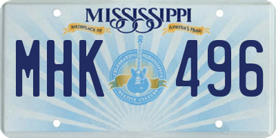 MS license plate MHK496