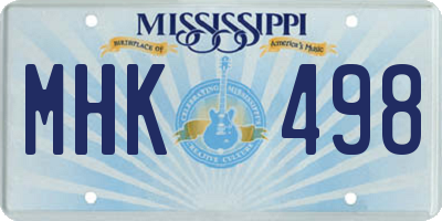 MS license plate MHK498
